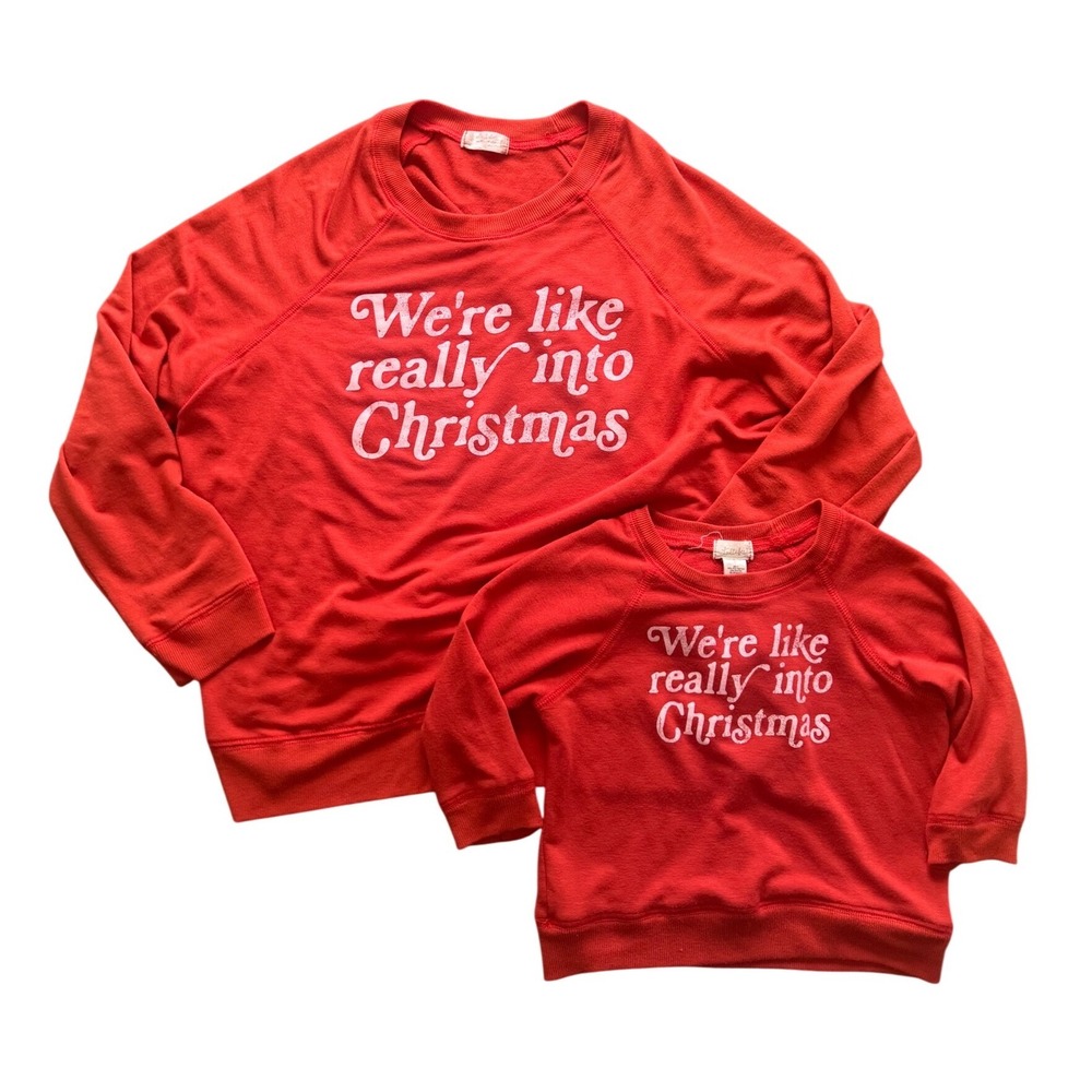 Altar'd State & Tullabee Christmas Sweatshirt matching Mom medium and kids 5T